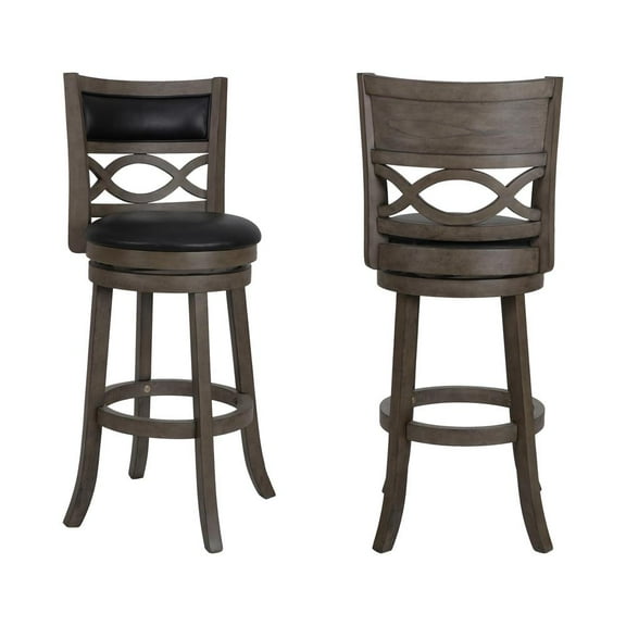 New Classic Furniture Manchester 29" Solid Wood Bar Stool Gray/Black (Set of 2)