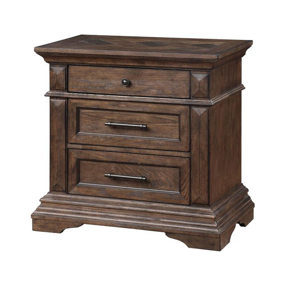 New Classic Furniture Mar Vista Solid Wood 3-Drawer Nightstand in Walnut Brown
