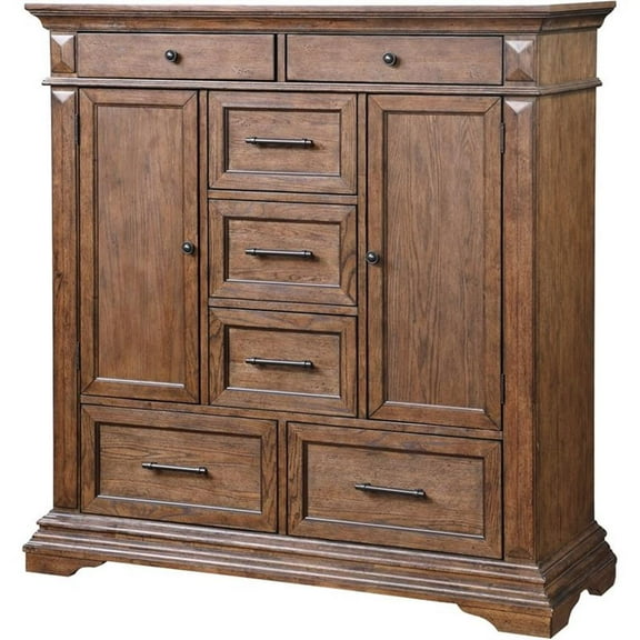 New Classic Furniture Mar Vista Solid Wood 6-Drawer Door Chest in Brushed Walnut