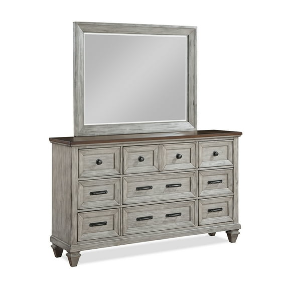 New Classic Furniture Mariana Solid Wood Dresser with Mirror in Vintage Cream