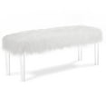 thumbnail image 1 of New Classic Furniture Marilyn 19.25" Upholstered Faux Fur Fabric Bench in White, 1 of 8