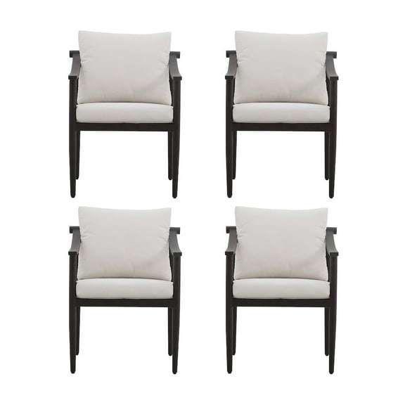 New Classic Furniture Moana Aluminum Patio Side Chair in Brown/Ivory (Set of 4)