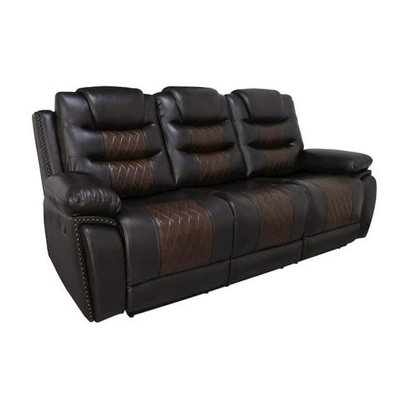 New Classic Furniture Nikko Leather Sofa with Power Footrest in Brown