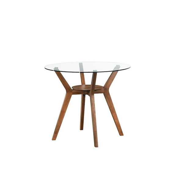 New Classic Furniture Oscar 5-Piece Wood Round Counter Table Set in Walnut/Beige