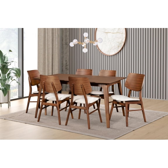 New Classic Furniture Oscar 7-piece Wood Dining Set in Walnut