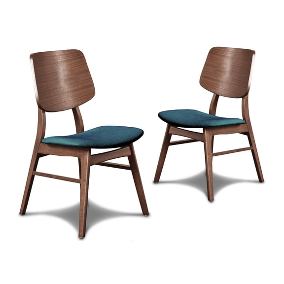 New Classic Furniture Oscar Wood Dining Chair in Walnut/Teal (Set of 4)