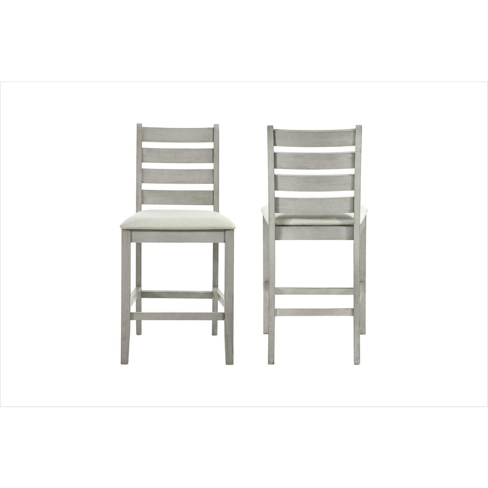 Pascal Driftwood Gray Wood Ladderback Counter Stools with Fabric Cushion (Set of 2)