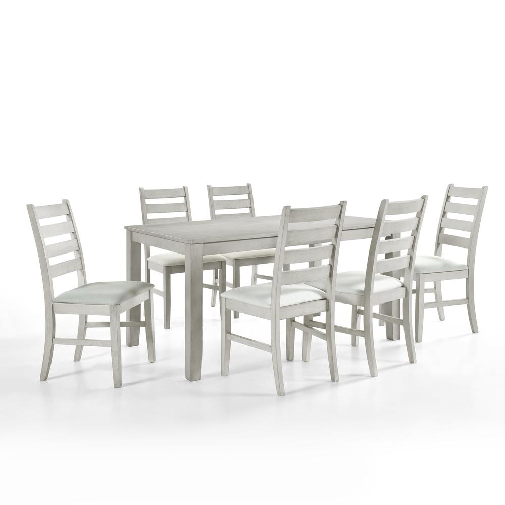 Gray Rubberwood Six-Seater Rectangular Dining Table
