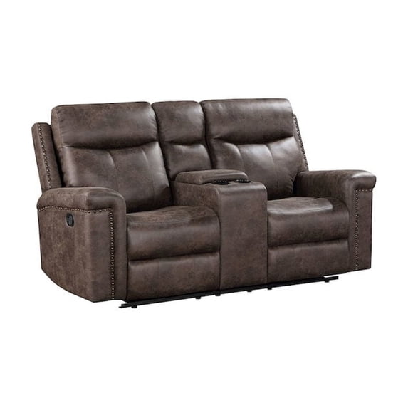 New Classic Furniture Quade 2-Piece Fabric Power Loveseat and Sofa Set in Mocha