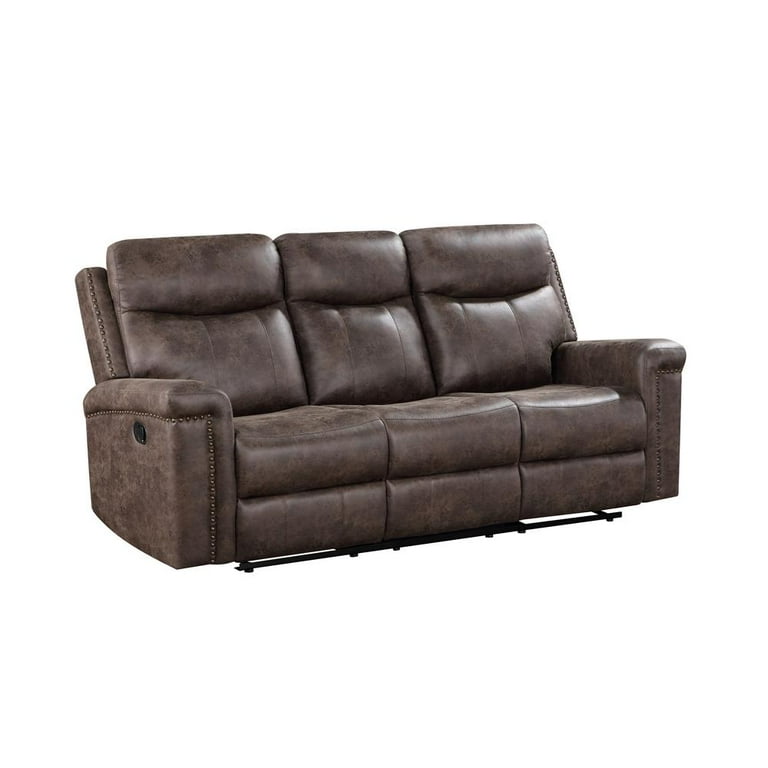 New Classic Furniture Quade Polyester Fabric Sofa with Dual Recliner in Mocha Walmart