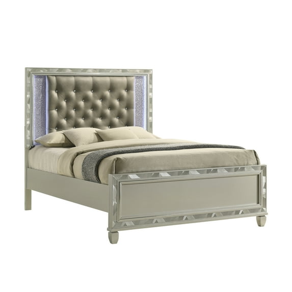 New Classic Furniture Radiance Solid Wood Queen Bed in Platinum Silver