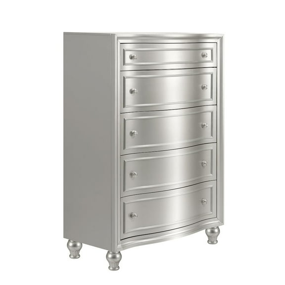 New Classic Furniture Reflections Wood 5-Drawer Chest, Silver