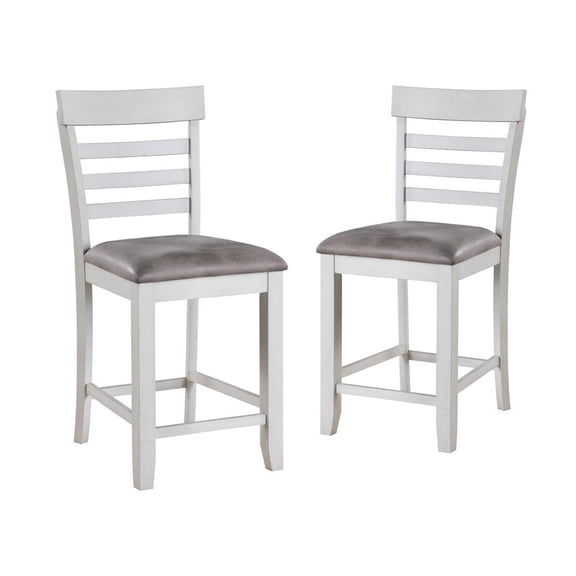 New Classic Furniture Richland Solid Wood Counter Chair - White/Brown (Set of 2)