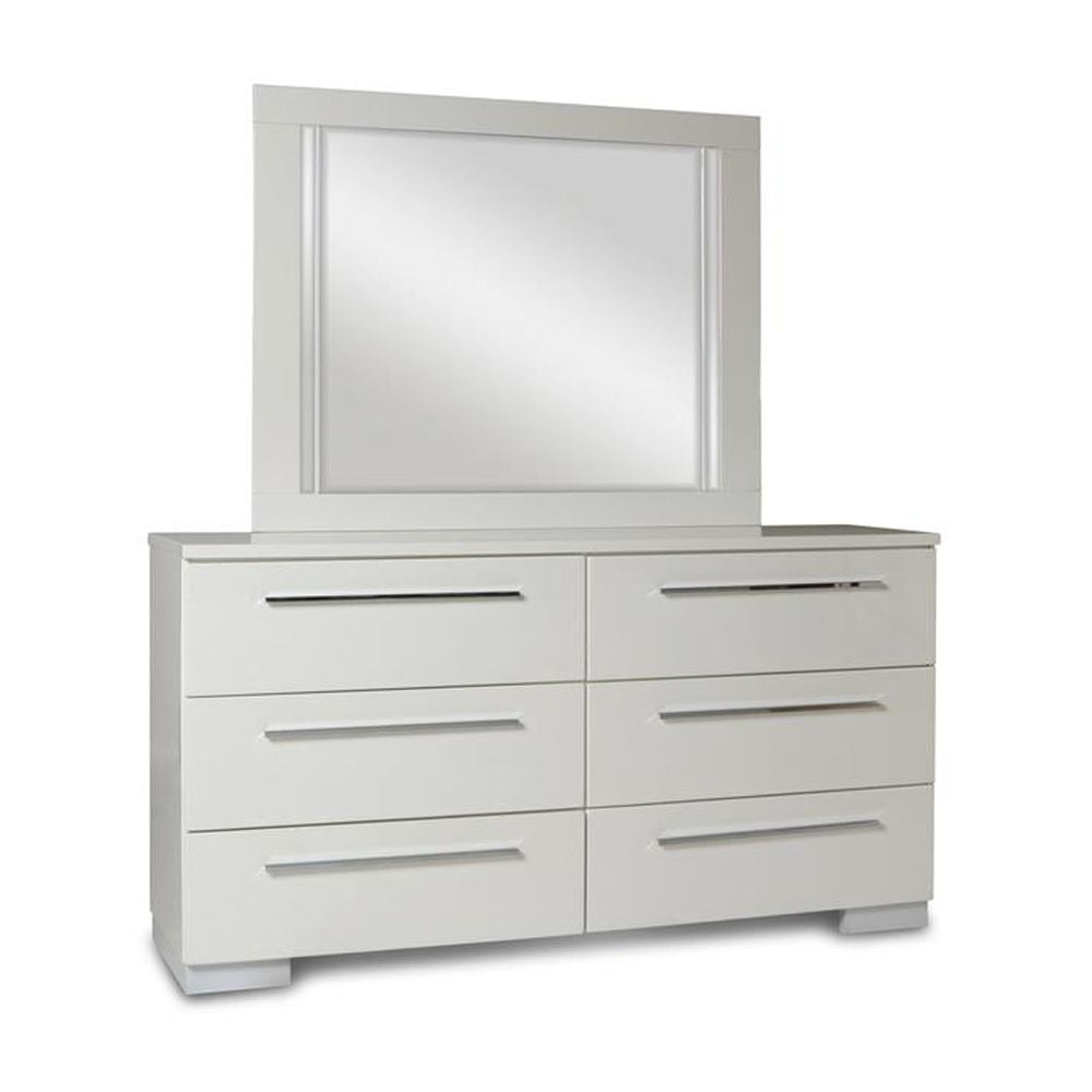 Sapphire 63" White Wood 6-Drawer Dresser