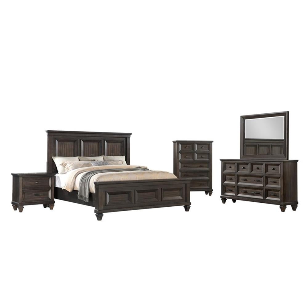 Sevilla Walnut Finish Acacia Wood King Bedroom Set