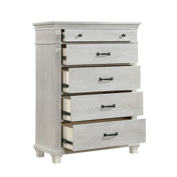 New Classic Furniture Silver Sands Wood 5-Drawer Chest in Gray