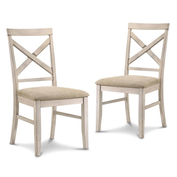 New Classic Furniture Somerset 19" Wood Side Chair in Vintage White (Set of 2)