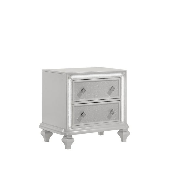 New Classic Furniture Stardust Wood 2-Drawer Nightstand, White