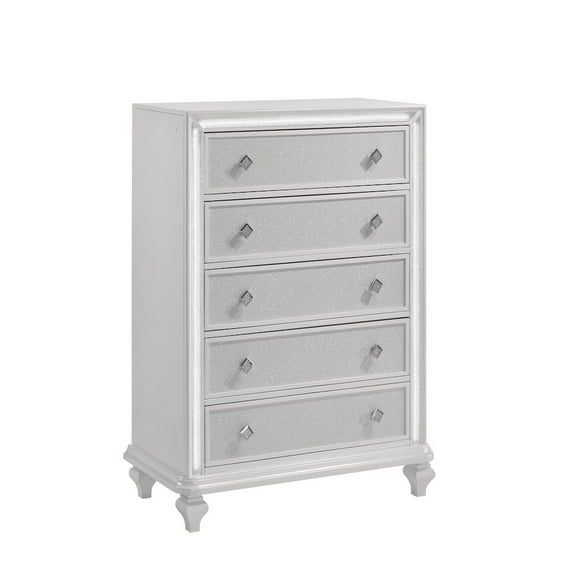 New Classic Furniture Stardust Wood 5-Drawer Chest, White