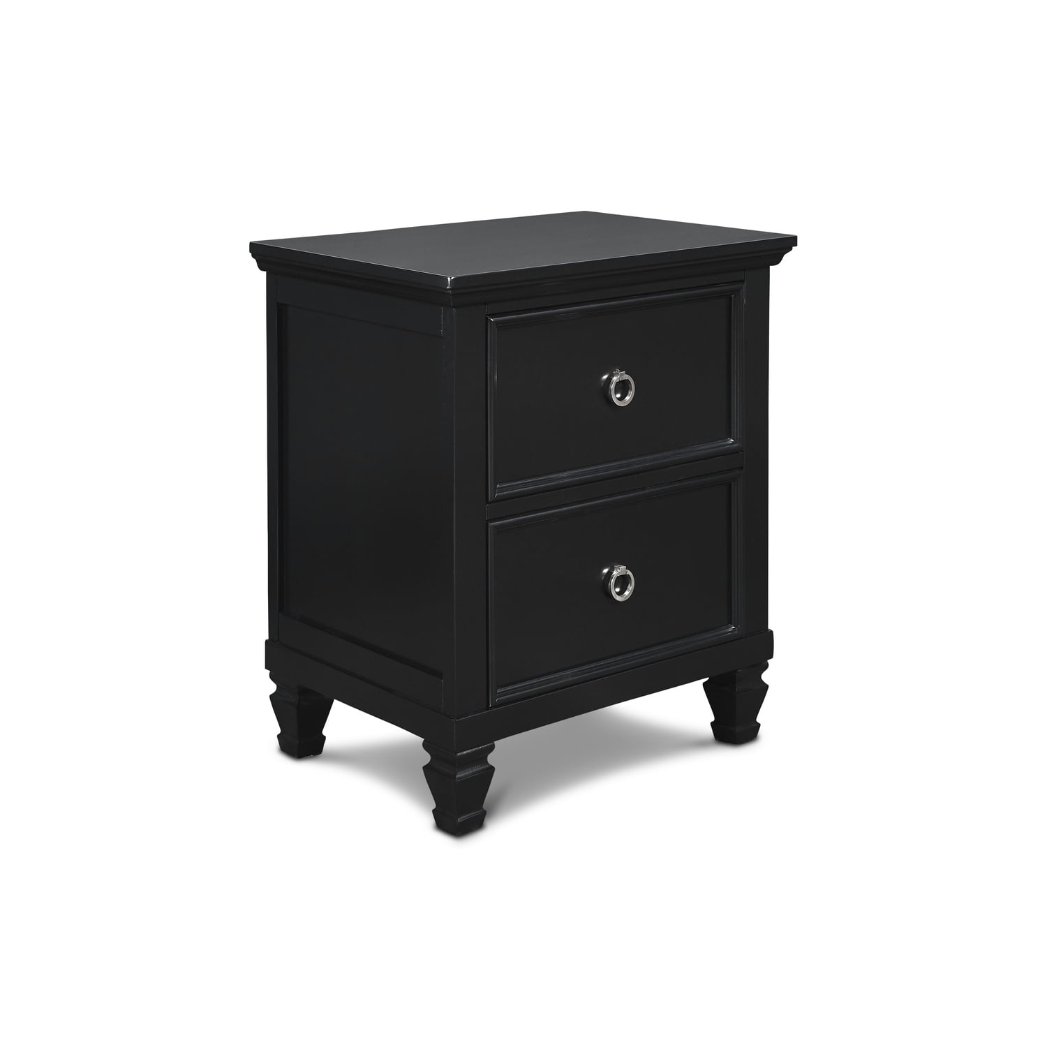 Tamarack Black Solid Wood 2-Drawer Nightstand