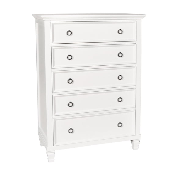 New Classic Furniture Tamarack Solid Wood 5-Drawer Chest in White