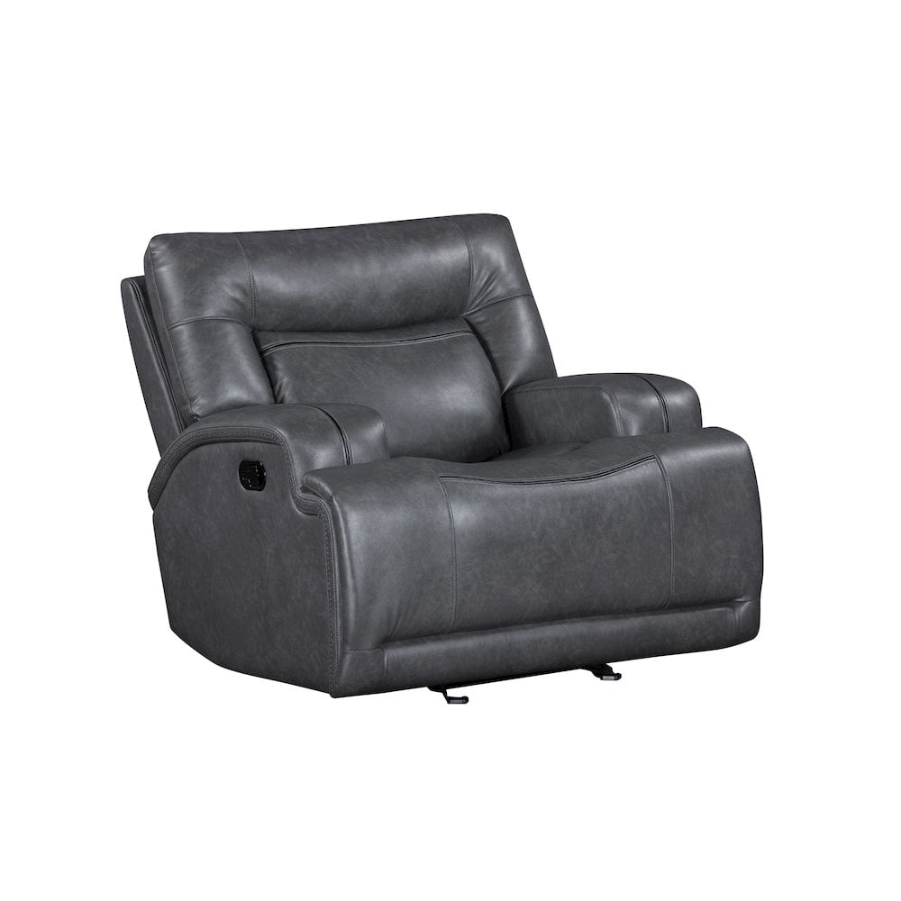 New Classic Furniture Titan Faux Leather Glider Recliner, Gray