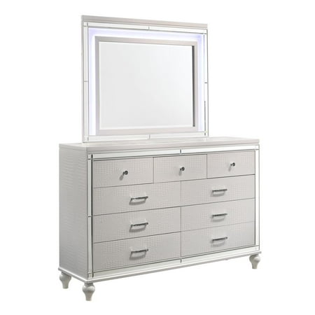 New Classic Furniture Valentine Solid Wood Dresser with 9 Drawers in White