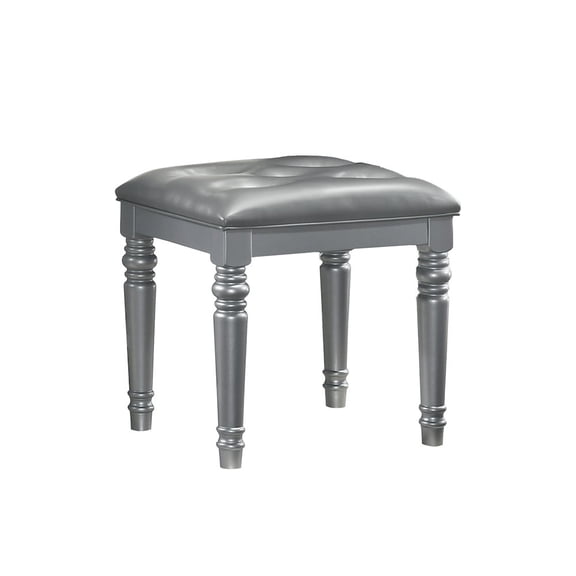 New Classic Furniture Valentine Solid Wood Vanity Stool, Silver