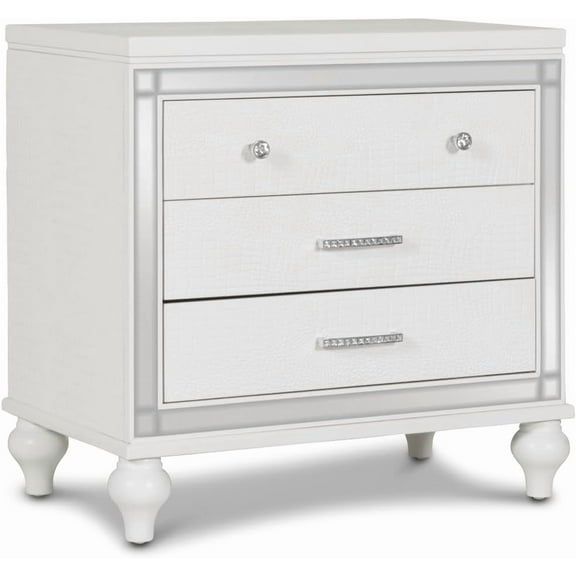 New Classic Furniture Valentino Solid Wood 3-Drawer Nightstand, White