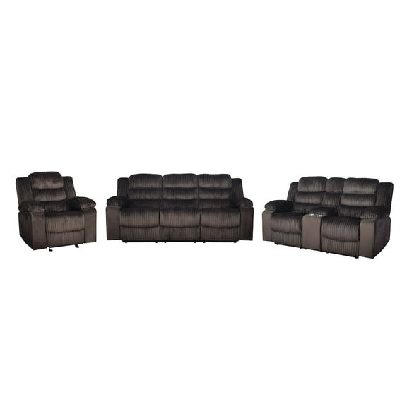 New Classic Furniture Willow 3-Piece Wood & Fabric Living Room Set in Brown