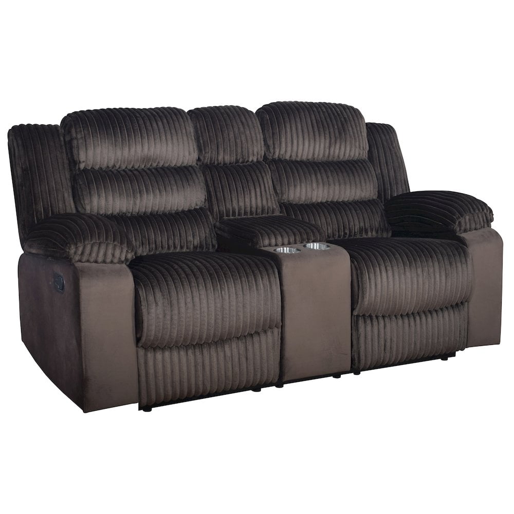 New Classic Furniture Willow Wood & Fabric Loveseat with Dual Recliner in Brown