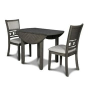 New Classic Gia 3-Piece 42" Round Wood Dining Set with 2 Chairs in Gray