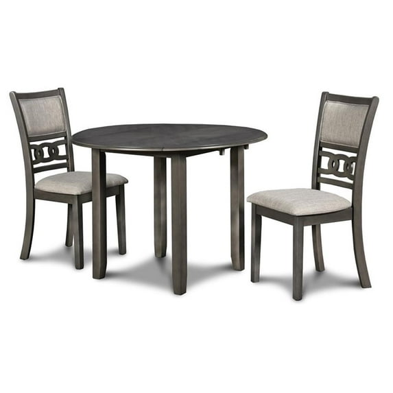 New Classic Furniture Gia 3 Piece Contemporary Rubberwood Dining Table Set, Gray