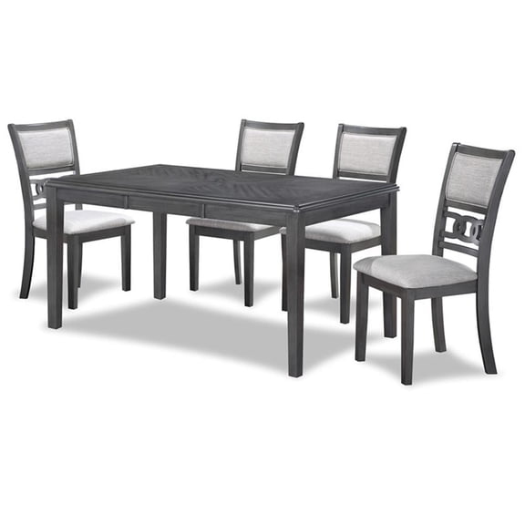New Classic Gia 60" 5-Piece Rectangle Wood Dining Set with 4 Chairs in Gray