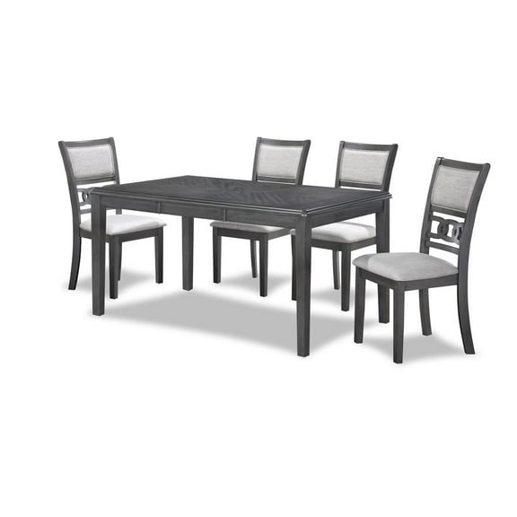 New Classic Gia 60" 5-Piece Rectangle Wood Dining Set with 4 Chairs in Gray