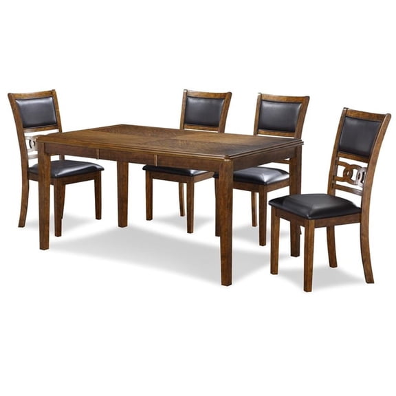 New Classic Gia 60" 5-Piece Rectangular Wood Dining Set with 4 Chairs in Brown