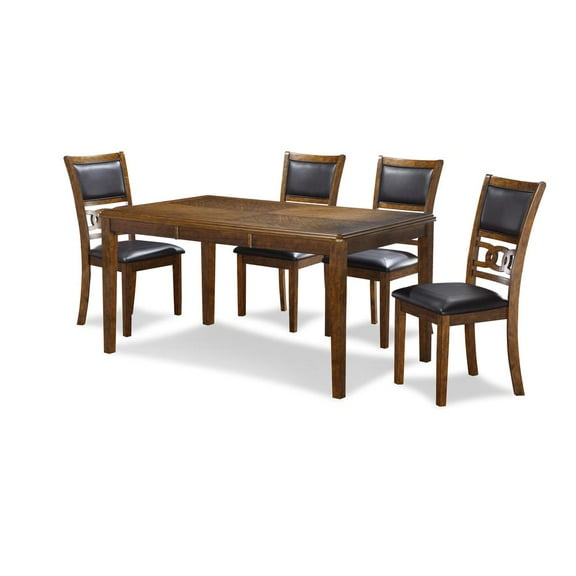 New Classic Gia 60" 5-Piece Rectangular Wood Dining Set with 4 Chairs in Brown