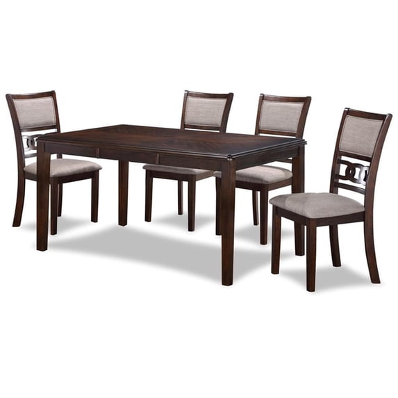 New Classic Gia 60" 5-Piece Rectangular Wood Dining Set with 4 Chairs in Cherry