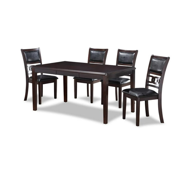 New Classic Gia 60" 5-Piece Rectangular Wood Dining Set with 4 Chairs in Ebony