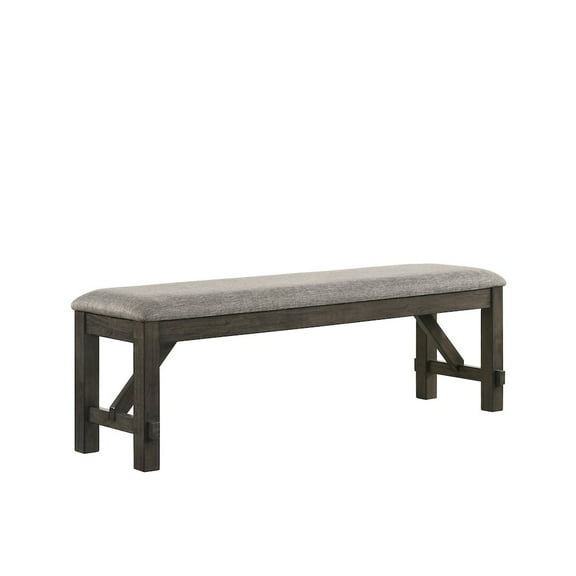 New Classic Gulliver Upholstered Polyester Wood Bench in Rustic Brown