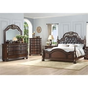 New Classic Maximus 4-PC Wood Queen Bedroom Set with Chest in Madeira Brown