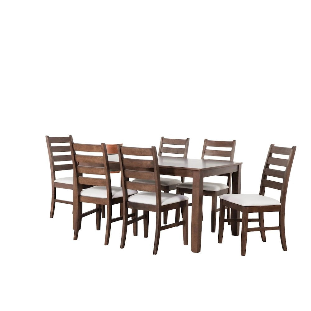 Pascal Walnut 59" Rectangular Dining Set with 6 Chairs