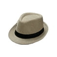 thumbnail image 1 of New Classic Straw Fedora Hat Mens Women Wide Brim Panama Hat Summer Dress Hat, 1 of 4