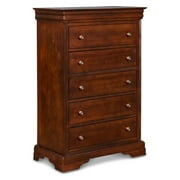 New Classic Versailles Solid Wood 5-Drawer Lift Top Chest in Bordeaux Cherry