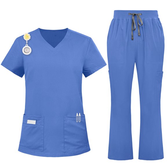 New Clinical Scrubs Top Pants Set Uniforme Mujer Doctor Nurse Surgical Uniforms Woman Beauty Salon Work Wear Nursing Set