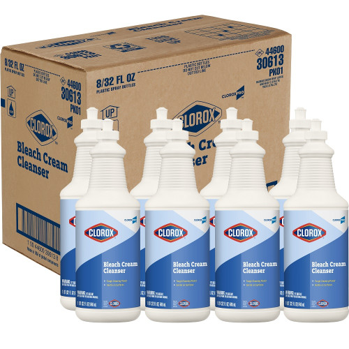 New Clorox Bleach Cream Cleanser, Fresh Scent, 32 oz Bottle, 8/Carton