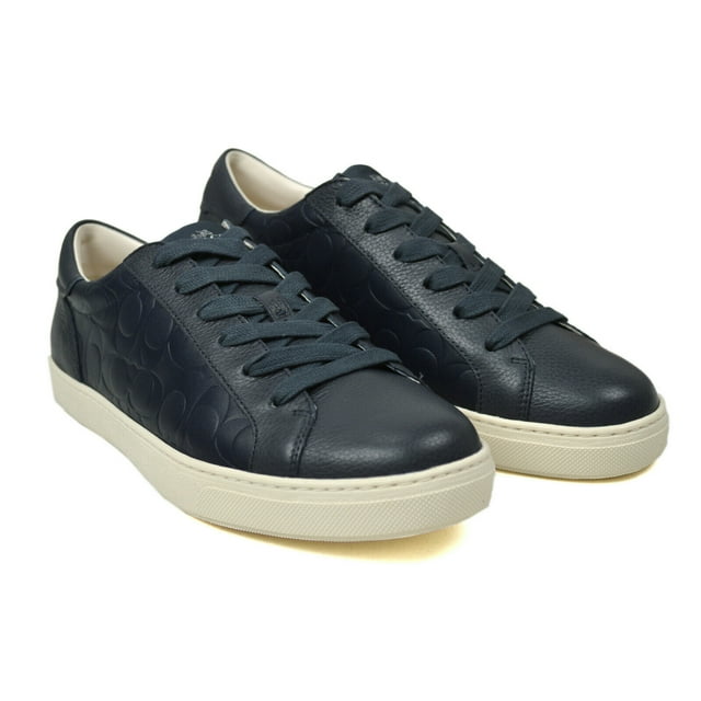 New  Coach Mens C126 Navy Blue Signature Leather Low Top Sneakers Sz 9.5 D 8994-3