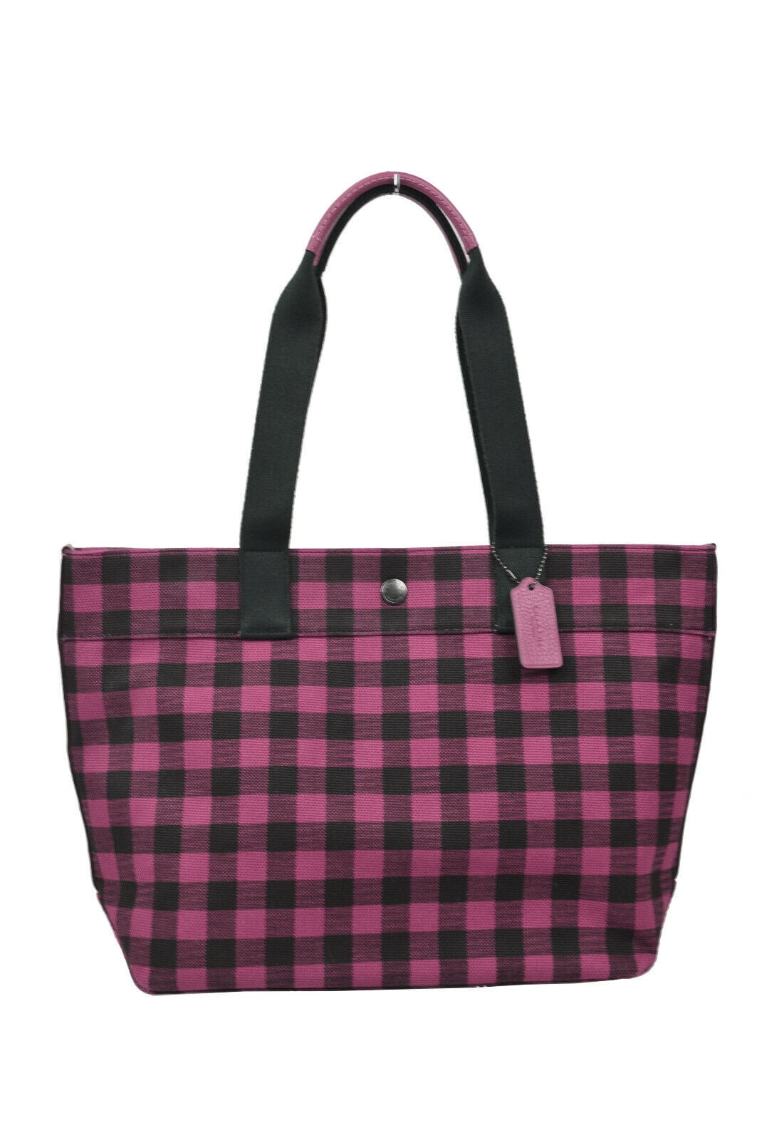 Retro Daisy Checkered Tote Bag Pink and Orange Checkerboard 