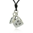 thumbnail image 1 of New Coffee Bean Cup Mug Silver Sterling-silver Charm Necklace Pendant Jewelry With Cotton Cord, 1 of 1