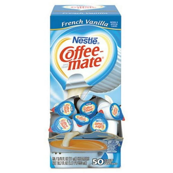 New Coffee-mate Liquid Coffee Creamer, French Vanilla, 50 Mini Cups , Each